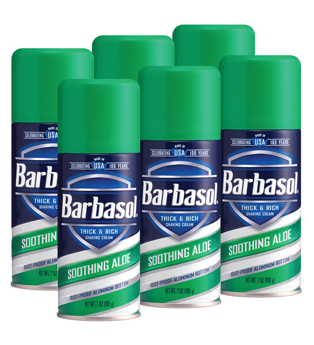 Barbasol Soothing Aloe Thick & Rich Shaving Cream, 7 Ounces (Pack of 6)