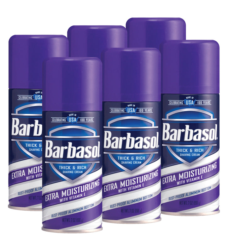 Barbasol Extra Moisturizing with Vitamin E Thick & Rich Shaving Cream, 7 Ounces (Pack of 6)