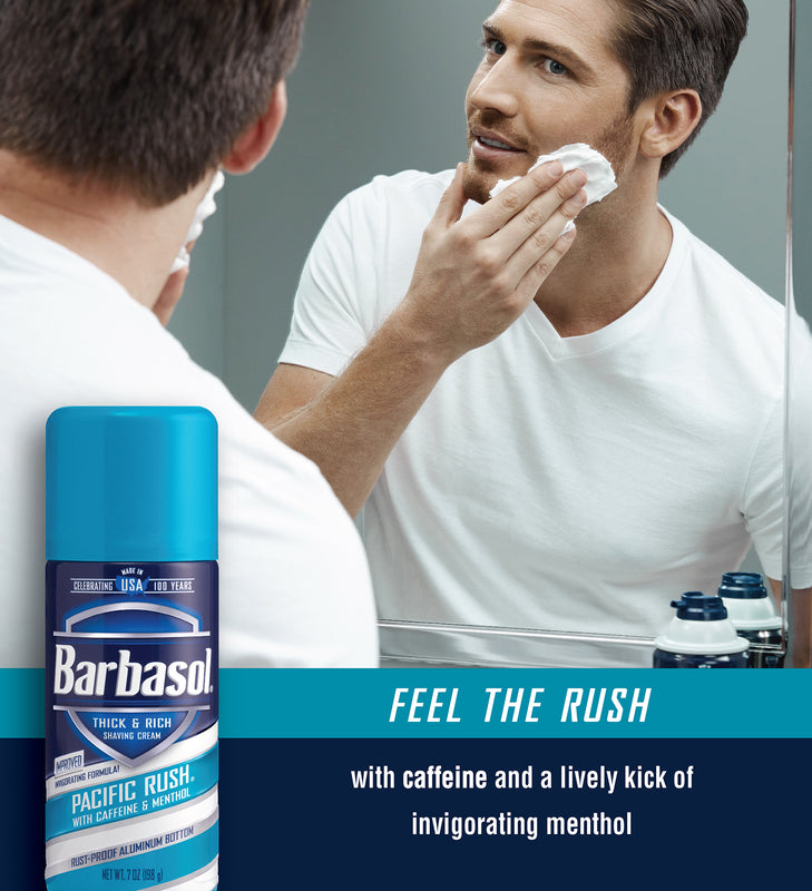 Barbasol Pacific Rush® with Caffeine and Menthol Thick & Rich Shaving Cream, 7 Ounces (Pack of 6)