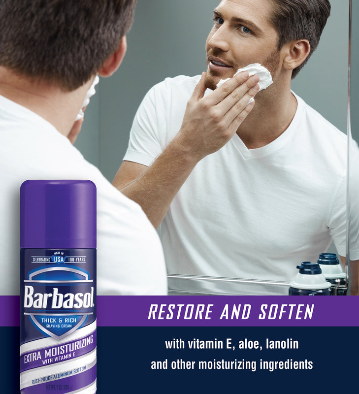 Barbasol Extra Moisturizing with Vitamin E Thick & Rich Shaving Cream, 7 Ounces (Pack of 6)