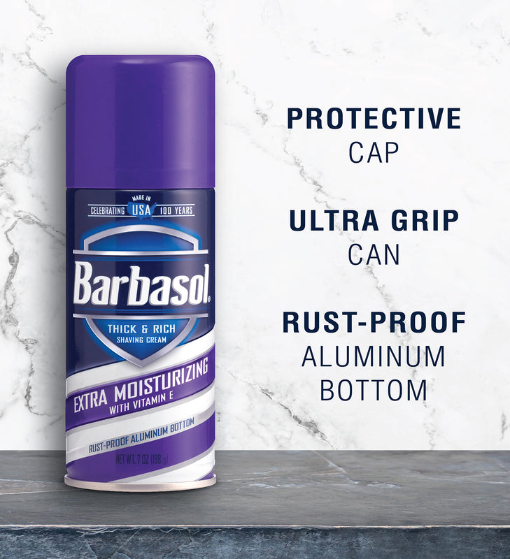 Barbasol Extra Moisturizing with Vitamin E Thick & Rich Shaving Cream, 7 Ounces (Pack of 6)