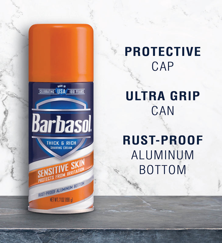 Barbasol Sensitive Skin Thick & Rich Shaving Cream, 7 Ounces (Pack of 6)