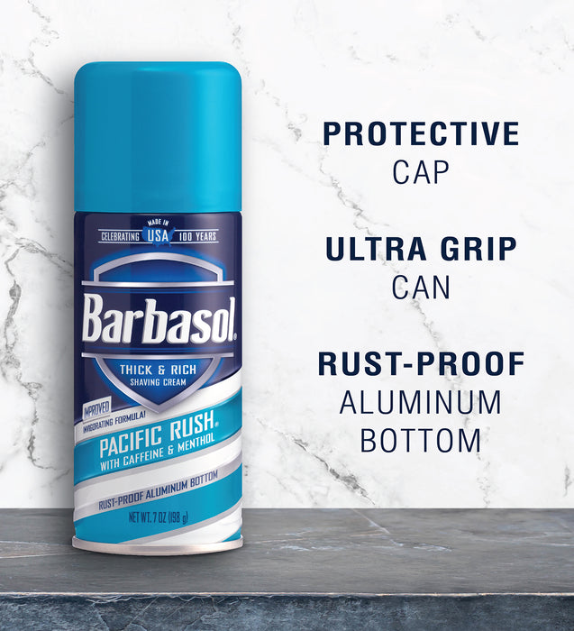 Barbasol Pacific Rush® with Caffeine and Menthol Thick & Rich Shaving Cream, 7 Ounces (Pack of 6)