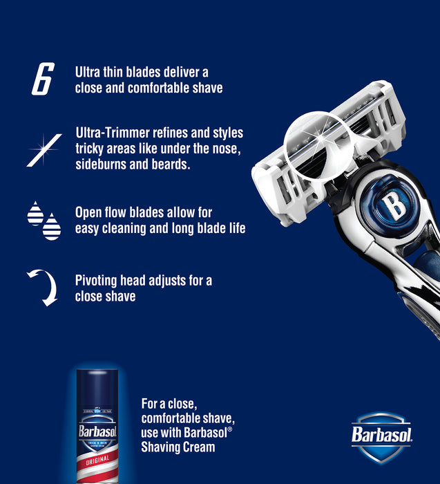Barbasol Ultra 6 Plus Razor Blade Cartridge Refills, 8 count (1-2 Month Supply*)
