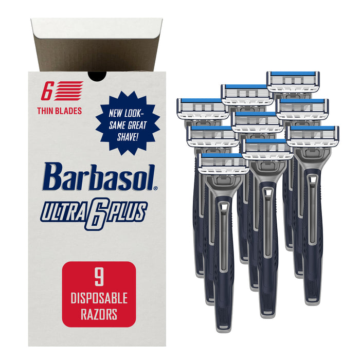 Barbasol Ultra 6 Plus Premium Disposable Razor Value Pack Bundle (3 Packs/9 Total Razors)