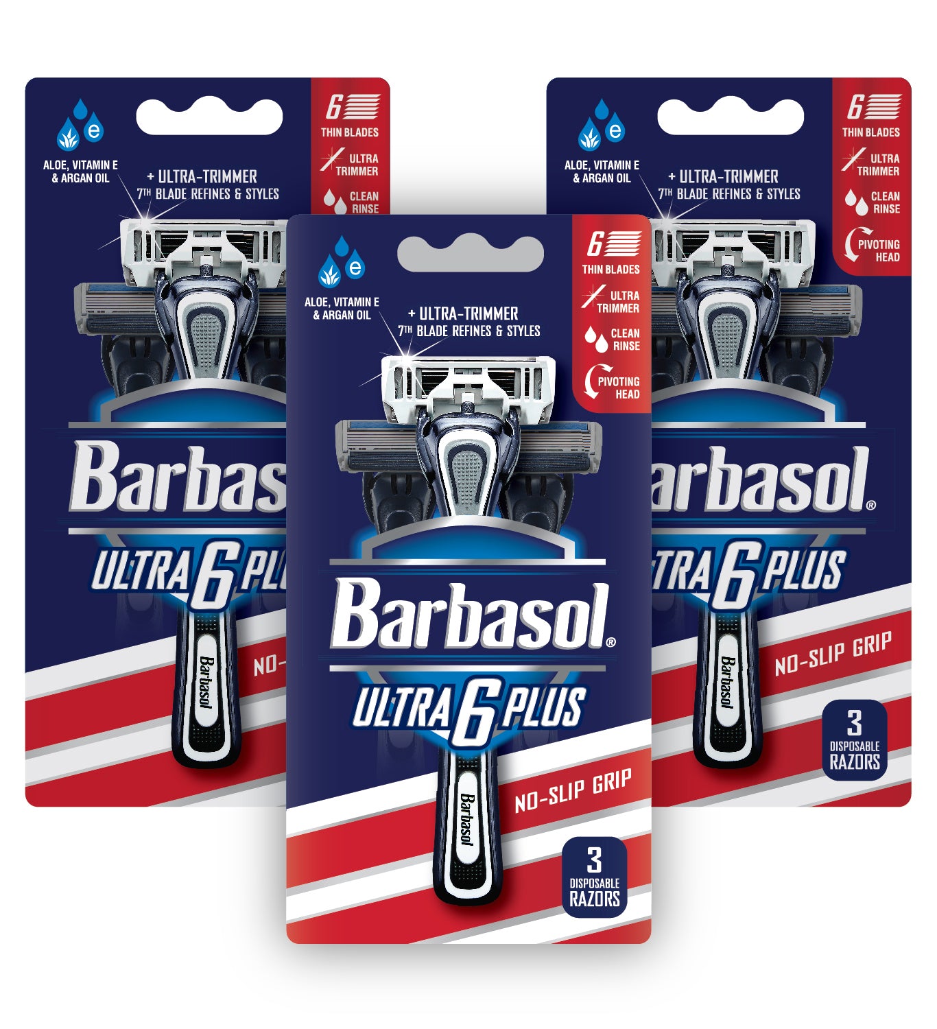 Barbasol Ultra 6 Plus Premium Disposable Razor Value Pack Bundle (3 Packs/9 Total Razors)