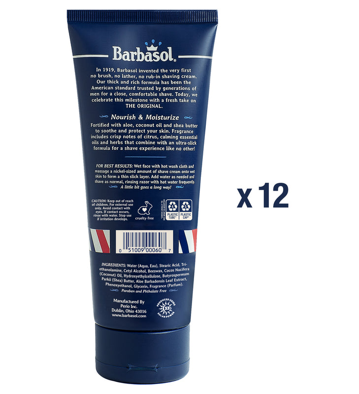 Barbasol 1919 Classic Shaving Cream Tube, 6oz (12ct) Case