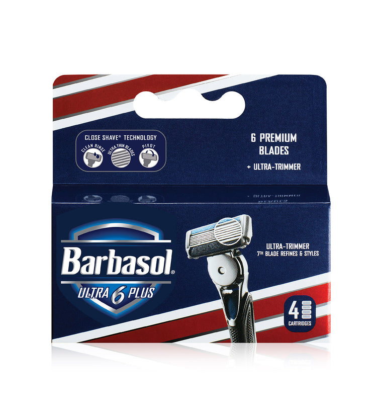 Barbasol Ultra 6 Plus Razor Blade Cartridge Refills, 8 count (1-2