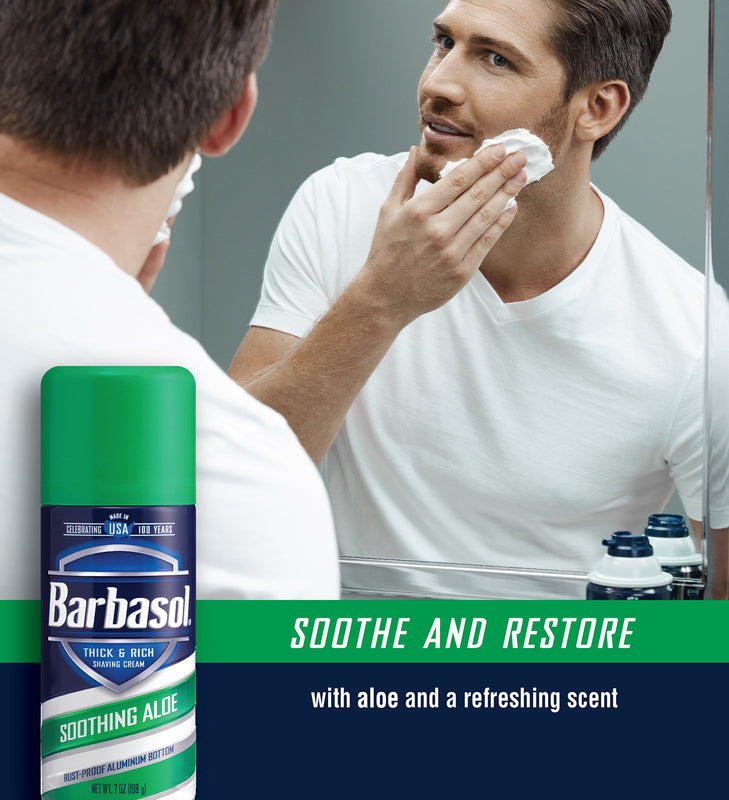 Barbasol Soothing Aloe Thick & Rich Shaving Cream, 7 Ounces (Pack of 6)