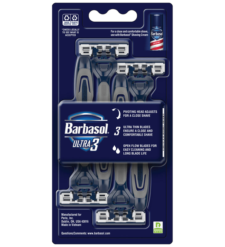 Barbasol Ultra 3 Premium Disposable Razor Value Pack Bundle (3 Packs/12 Total Razors)