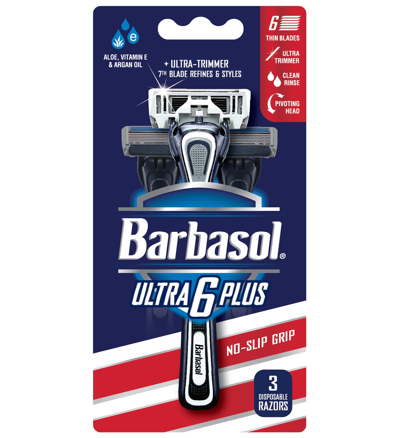 Barbasol Ultra 6 Plus Premium Disposable Razors, 3 Count